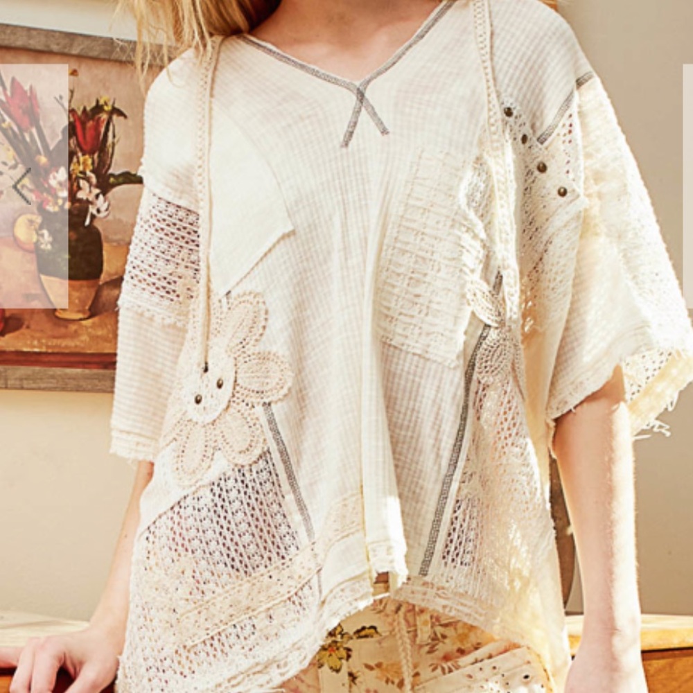 PS55-–POL Patchwork Lace Crochet TOP